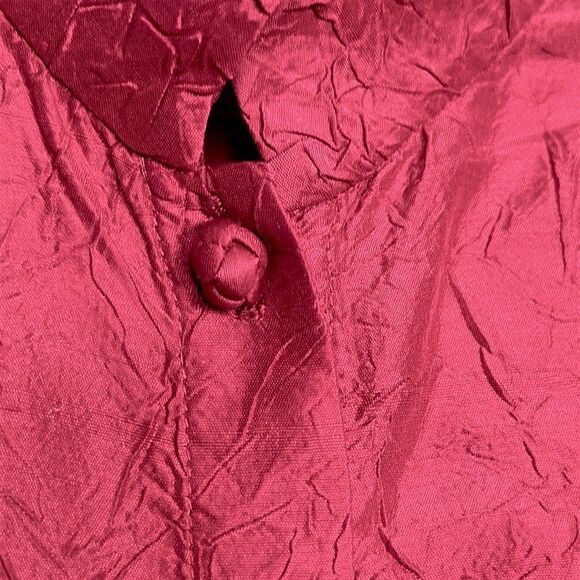 NWOT Eileen Fisher Vine Red Textured Silk Blouse Chinese Style Relaxed S petite - Picture 9 of 12